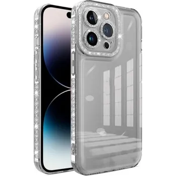 Pouzdro na mobilní telefon Transparentní kryt s diamantovým efektem pro iPhone 14 Pro - šedý