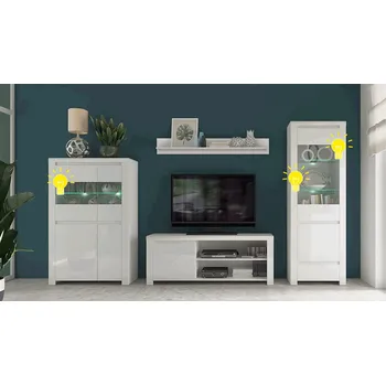 Obývací stěna Tempo Kondela LED osvětlení 4-bodové Kondela Aryness (bílá)