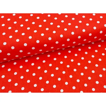 Mirtex Plátno HABINA 120/212769-4 Puntíky bílo-červené šíře 145cm