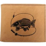 MERCUCIO - Kožená peněženka sv. hnědá - Kapr s prutem