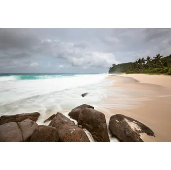 Fototapeta DIMEX | Vliesová fototapeta Anse Bazarca, Seychely MS-5-3224 | 375 x 250 cm | zelená, bílá, žlutá + Vliesová fototapeta na stěnu DIMEX Anse Bazarca, Seychely MS53224 v rozměru 375 x 250 cm + lepidlo zdarma