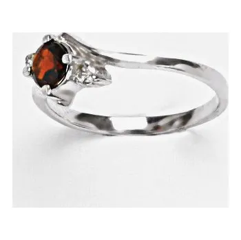 Drahý kámen Zlatý prsten přírodní Granát 5 mm , bílé i žluté zlato - T 1164