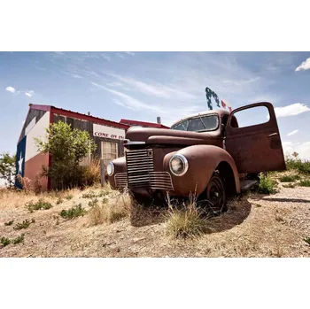 Fototapeta DIMEX | Vliesová fototapeta Opuštěná restaurace MS-5-2736 | 375 x 250 cm | zelená, modrá, hnědá + Vliesová fototapeta na stěnu DIMEX Opuštěná restaurace MS52736 v rozměru 375 x 250 cm + lepidlo zdarma