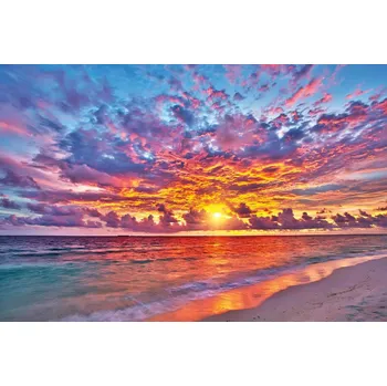 Fototapeta DIMEX | Vliesová fototapeta Barevný západ slunce MS-5-3124 | 375 x 250 cm | modrá, žlutá, oranžová + Vliesová fototapeta na stěnu DIMEX Barevný západ slunce MS53124 v rozměru 375 x 250 cm + lepidlo zdarma