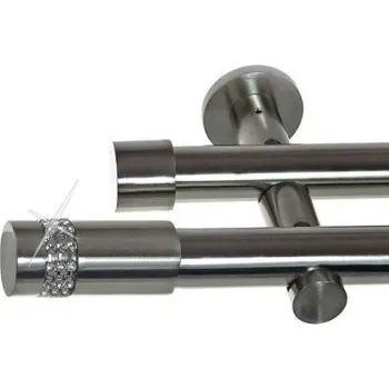 Garnýž Kovová garnýž dvojitá Ø 19mm efekt-nerezová ocel koncovka - Cylinder crystal