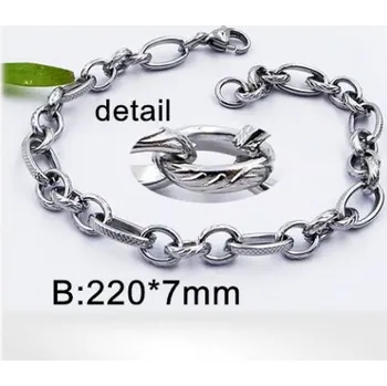 Řetízek Ocelový náramek 22cm dlouhý, 8mm široký