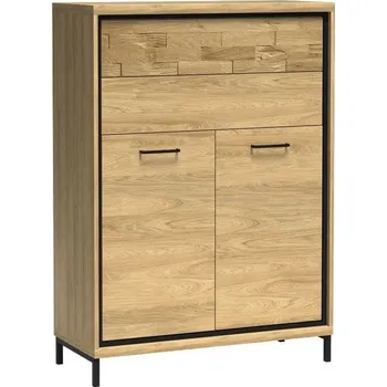 Komoda Komoda M6 MEDIOLAN hikora / prvky dubového dřeva + kovové nožičky, 92 x&nbsp;120 x&nbsp;41 cm,