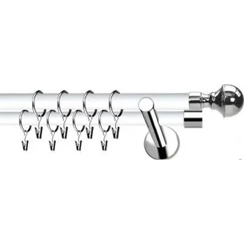 Garnýž Garnýž dvojitá 19mm biela leskla koncovka Boston efekt nerez