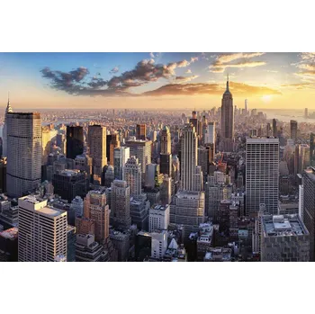 Fototapeta DIMEX | Vliesová fototapeta Panoráma NYC MS-5-2983 | 375 x 250 cm | modrá, žlutá, šedá + Vliesová fototapeta na stěnu DIMEX Panoráma NYC MS52983 v rozměru 375 x 250 cm + lepidlo zdarma