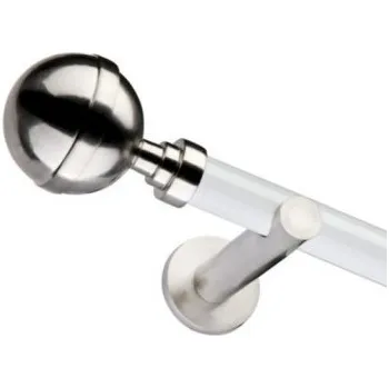 Garnýž jednoduchá 19mm biela leskla koncovka Kalisto efekt nerez