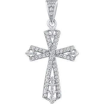 Přívěsek Stříbrný přívěsek křížek Adnai s čirými Brilliance Zirconia MW3077P