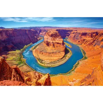 Fototapeta DIMEX | Vliesová fototapeta Řeka Colorado v kaňonu MS-5-3033 | 375 x 250 cm | zelená, modrá, oranžová, hnědá + Vliesová fototapeta na stěnu DIMEX Řeka Colorado v kaňonu MS53033 v rozměru 375 x 250 cm + lepidlo zdarma