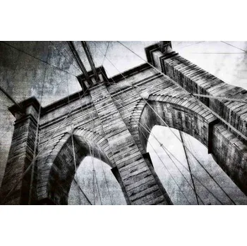 Fototapeta DIMEX | Vliesová fototapeta Monochromatický Brooklynský most MS-5-3001 | 375 x 250 cm | bílá, černá + Vliesová fototapeta na stěnu DIMEX Monochromatický Brooklynský most MS53001 v rozměru 375 x 250 cm + lepidlo zdarma