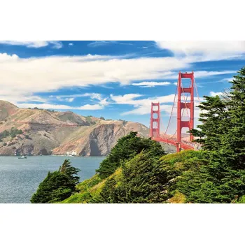 Fototapeta DIMEX | Vliesová fototapeta Golden Brigde MS-5-2941 | 375 x 250 cm | zelená, modrá, červená, bílá, hnědá + Vliesová fototapeta na stěnu DIMEX Golden Brigde MS52941 v rozměru 375 x 250 cm + lepidlo zdarma