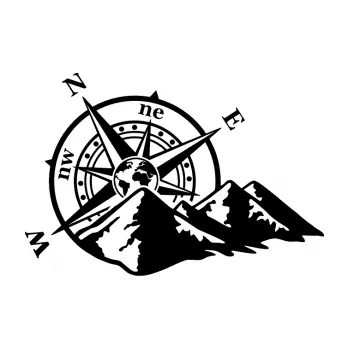 Samolepící dekorace SAMOLEPKA Kompas 003 levá hory (01 - černá) NA AUTO, NÁLEPKA, FÓLIE, POLEP, TUNING, VLASTNÍ TEXT, TISK, AUTOSAMOLEPKY.cz, POLEPY, OBRÁZEK, LOGO, SAMOLEPKY