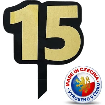 Jedlá dekorace na dort VypálímTi.cz 3D Zápich do dortu - Jubilejní 15