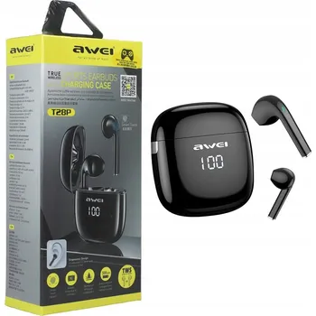 Sluchátka Bezdrátová blueatooth 5.0 sluchátka Awei T28P (BEZDRÁTOVÁ BLUETOOTH SLUCHÁTKA AWEI T28P S NABÍJECÍ STANICÍ - ČERNÉ)