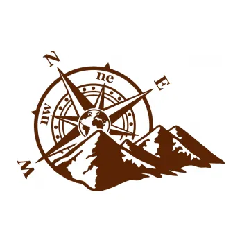 Samolepící dekorace SAMOLEPKA Kompas 003 levá hory (15 - hnědá) NA AUTO, NÁLEPKA, FÓLIE, POLEP, TUNING, VLASTNÍ TEXT, TISK, AUTOSAMOLEPKY.cz, POLEPY, OBRÁZEK, LOGO, SAMOLEPKY