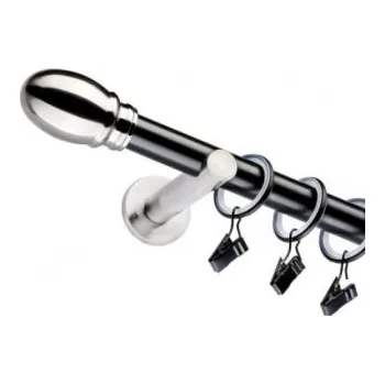 Garnýž jednoduchá 19mm matná čierna Beluno efekt nerez