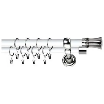 Garnýž Garnýž dvojitá 19mm biela leskla koncovka Capri efekt nerez