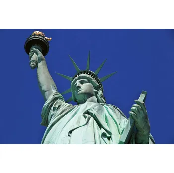 Fototapeta DIMEX | Vliesová fototapeta Socha svobody v New Yorku MS-5-2989 | 375 x 250 cm | zelená, modrá + Vliesová fototapeta na stěnu DIMEX Socha svobody v New Yorku MS52989 v rozměru 375 x 250 cm + lepidlo zdarma