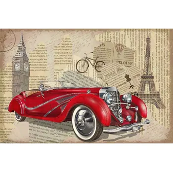 Fototapeta DIMEX | Vliesová fototapeta Plakát Vintage MS-5-2213 | 375 x 250 cm| červená, béžová, hnědá + Vliesová fototapeta na stěnu DIMEX Plakát Vintage MS52213 v rozměru 375 x 250 cm + lepidlo zdarma