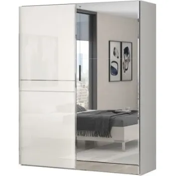 Šatní skříň Skříň šatní s posuvnými dveřmi / zrcadlo béžový lesk PIANO PK181-OG