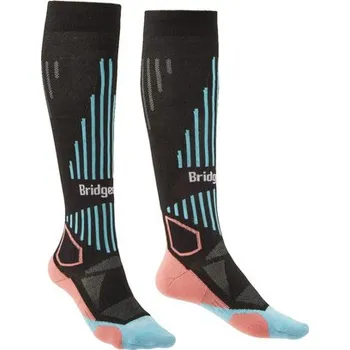 Dámské termoprádlo Dámské lyžařské podkolenky Bridgedale Ski Lightweight Womens Over Calf Merino Performance black/coral - L (7-8,5) / EU 41-43 / 25-27 cm