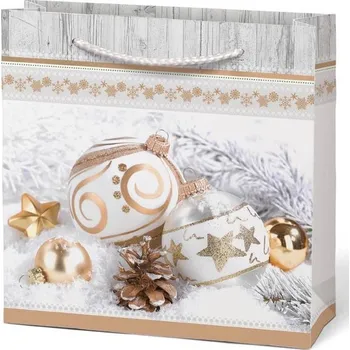 Dárková taška 170x170x60 mm - T02 V12-3 - Baňky zlato-stříbrné