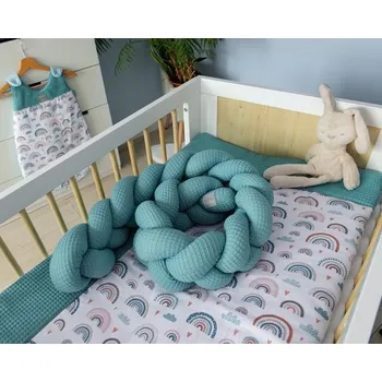 BABY NELLYS mantinel pletený cop VAFEL 160cm Duha/Mátová