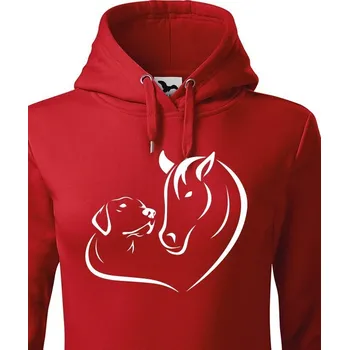 Dámská mikina Dámská mikina Srdce kůň a pes, Barva Červená, Velikost S, Canvas Dámská mikina Bezvatriko.cz 0881