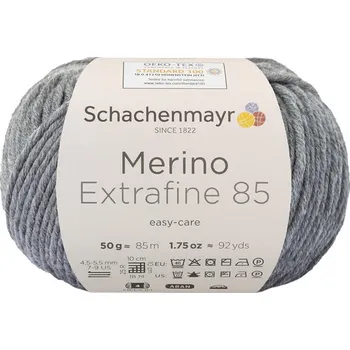 Příze Schachenmayr Merino extrafine 85 Středně šedá 292 (Příze Merino extrafine 85 mittelgrau meliert 292)