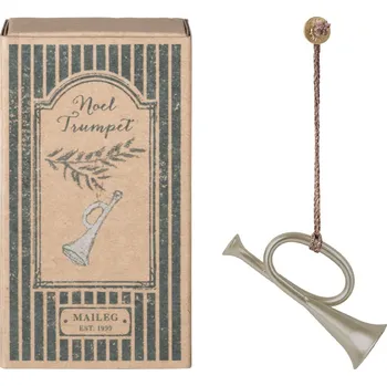 Vánoční dekorace Maileg Vánoční ozdoba v krabičce trumpeta Silver Maileg Metal Ornament Trumpet