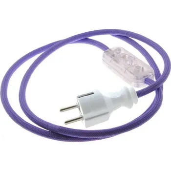 elektrický kabel Přívodní textilní kabel k lampičce 1,8 m Fialová Parmská FP46, vidlice + vypínač