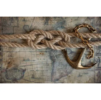 Fototapeta DIMEX | Vliesová fototapeta Uzel na staré mapě MS-5-1547 | 375 x 250 cm| zlatá, hnědá, šedá + Vliesová fototapeta na stěnu DIMEX Uzel na staré mapě MS51547 v rozměru 375 x 250 cm + lepidlo zdarma