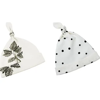 Kojenecká čepice Sleepee Dětské čepice 2-4 měsíce - sada dvou kusů jungle plant/černé tečky