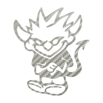 Samolepicí dekorace na vozidlo Čertík rošťák 002 levá (52 - 3D karbon stříbrný) SAMOLEPKA NA AUTO, NÁLEPKA, FÓLIE, POLEP, TUNING, VLASTNÍ TEXT, TISK, AUTOSAMOLEPKY.cz, POLEPY, OBRÁZEK, LOGO, 3D STICKERS