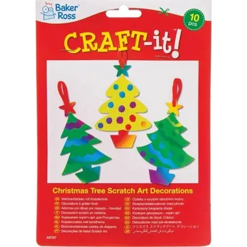 Vánoční dekorace Dekorace vánoční stromky barvené škrabáním (10ks) (AR787) -