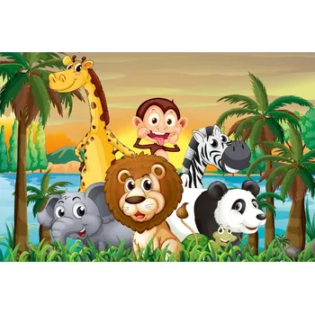 Fototapeta DIMEX | Vliesová fototapeta Safari při západu slunce MS-5-1432 | 375 x 250 cm| zelená, modrá, oranžová + Vliesová fototapeta na stěnu DIMEX Safari při západu slunce MS51432 v rozměru 375 x 250 cm + lepidlo zdarma