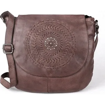 Kabelka Značková tmavěhnědá kožená kabelka na rameno/crossbody Gianni Conti 232
