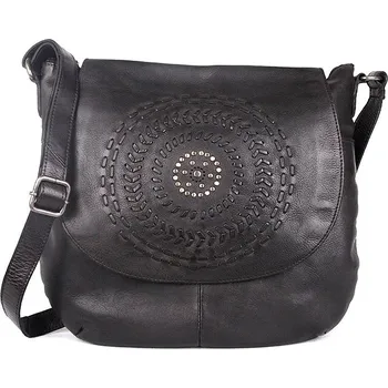 Kabelka Značková černá kožená kabelka na rameno/crossbody Gianni Conti 232