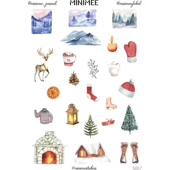 Dětské zboží MINIMEE Papírové samolepky v aršíku A5 Zimní pohoda