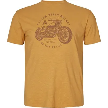 Pánské tričko Pánské tričko NORTH 56°4 okrové s potiskem motorky 5XL - 8XL krátký rukáv NORTH 56°4 - 5XL
