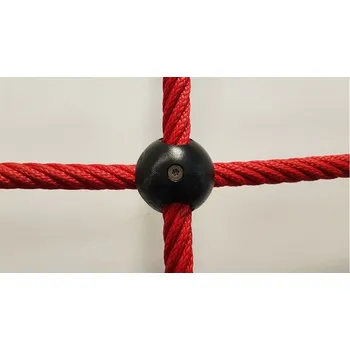 Lano BERGER – HUCK Šplhací síť Herkules PES 16 mm, oko 50 cm, plastové koule, červená