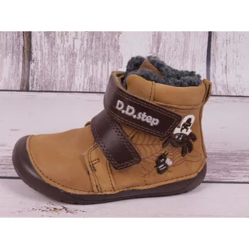 Chlapecká zimní obuv D.D.step Zimní boty D.D. step kožené barefoot W070-111A velbloudí s pavoukem velikost: 22
