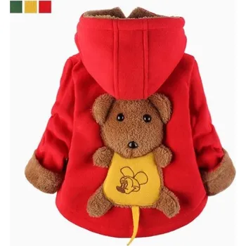 Dívčí bunda Dětská medvídkovská teplá bunda Barvy: červená, Velikost dítě: 4T