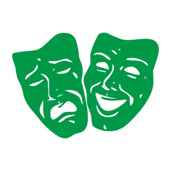 Samolepící dekorace SAMOLEPKA Masky tváře 001 levá veselý a smutný (12 - zelená) NA AUTO, NÁLEPKA, FÓLIE, POLEP, TUNING, VLASTNÍ TEXT, TISK, AUTOSAMOLEPKY.cz, POLEPY, OBRÁZEK, LOGO, SAMOLEPKY