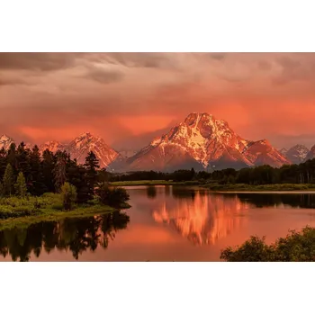 Fototapeta DIMEX | Vliesová fototapeta Teton Range, USA MS-5-1806 | 375 x 250 cm| zelená, červená, oranžová + Vliesová fototapeta na stěnu DIMEX Teton Range, USA MS51806 v rozměru 375 x 250 cm + lepidlo zdarma