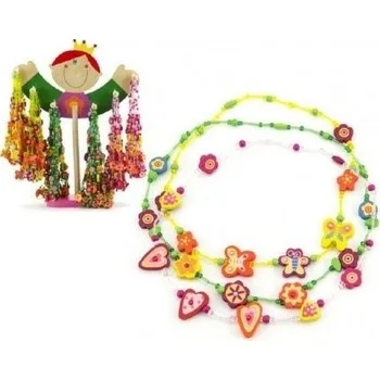 Náhrdelník Korálky náhrdelník dřevo 20cm