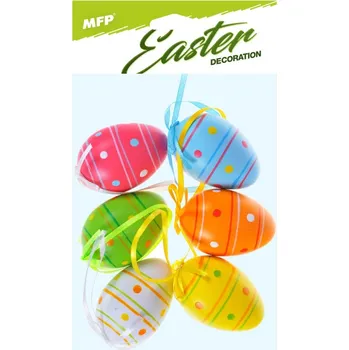 Velikonoční dekorace Vajíčko plast 6 cm ( 6 ks) - dekor 411